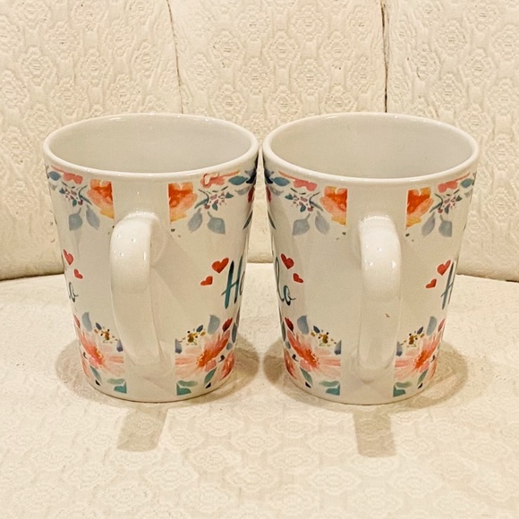 O30-New Floral Watercolor Hello Mug Set of Two - Picture 4 of 6